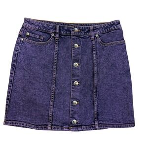Hot Topic Mall Goth Grunge Indie Punk Y2K Purple Denim Button Front Mini Skirt L